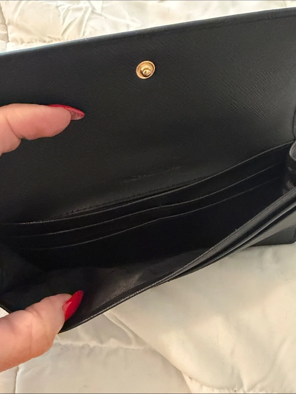 Michael Kors Black Saffiano Zip Continental Wallet with Gold Logo
